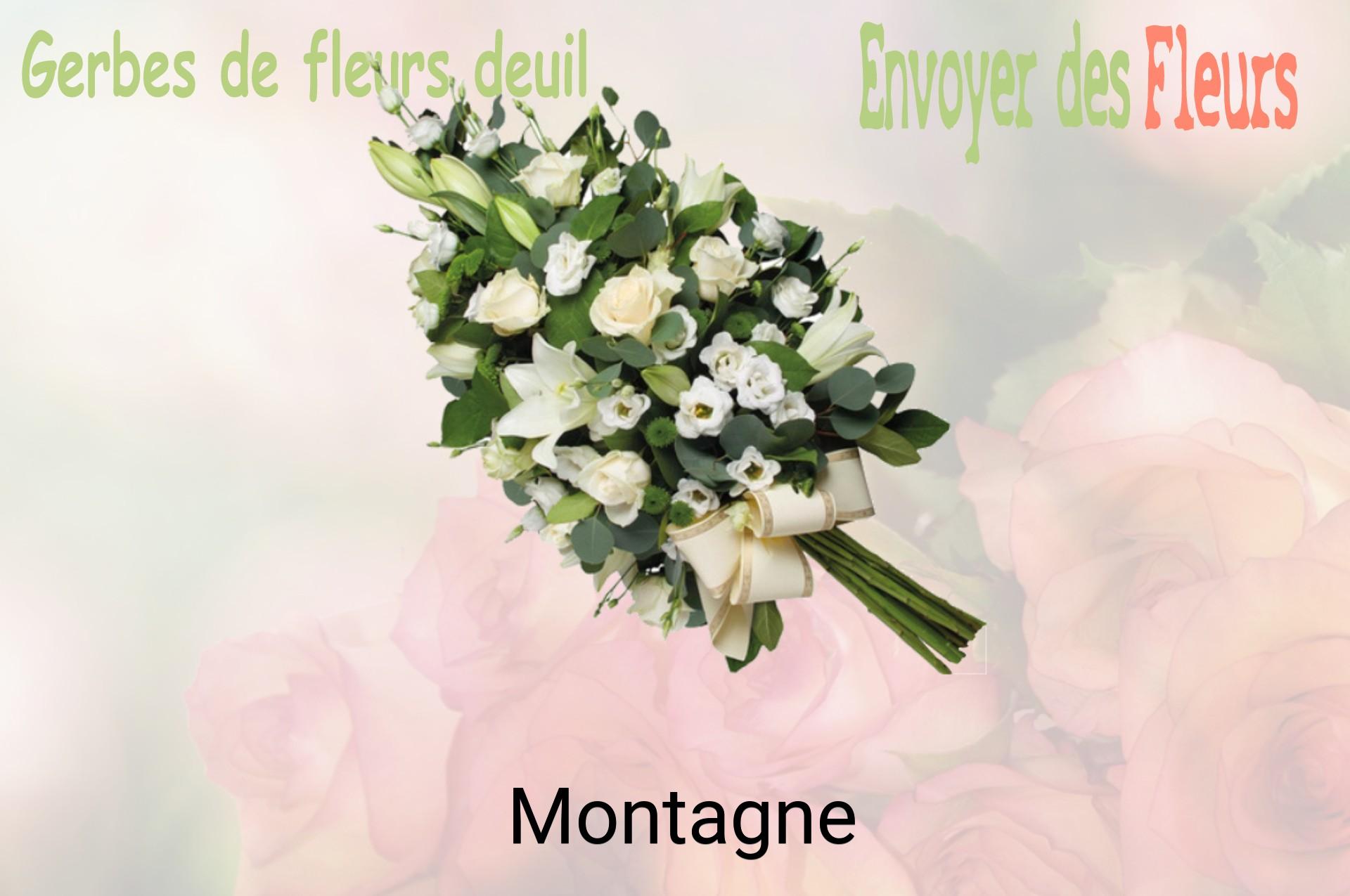 Gerbe de fleurs de deuil livrée à Montagne